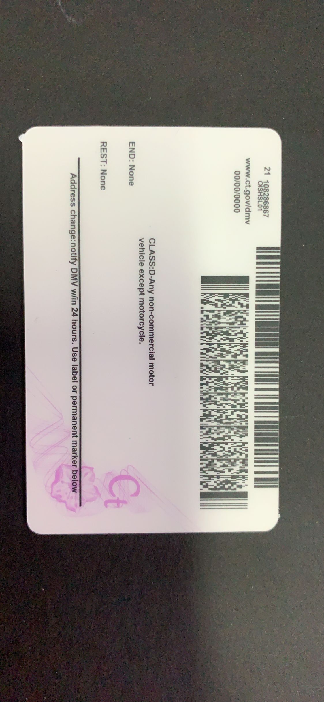 Connecticut Drivers License - Image 3
